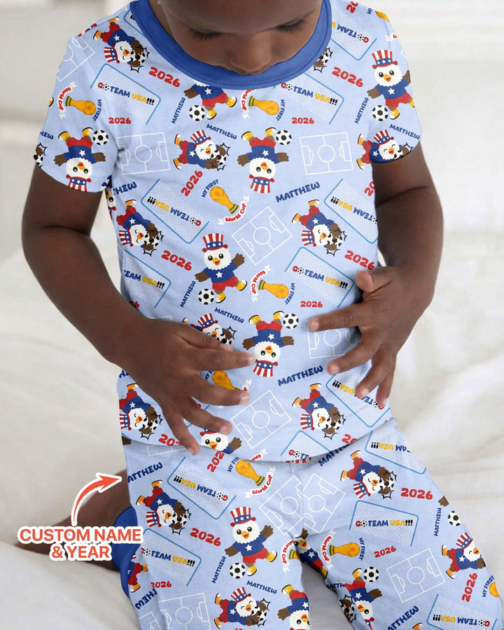 Conjunto de pijama de dos piezas de bambú de manga corta, plantilla personalizada