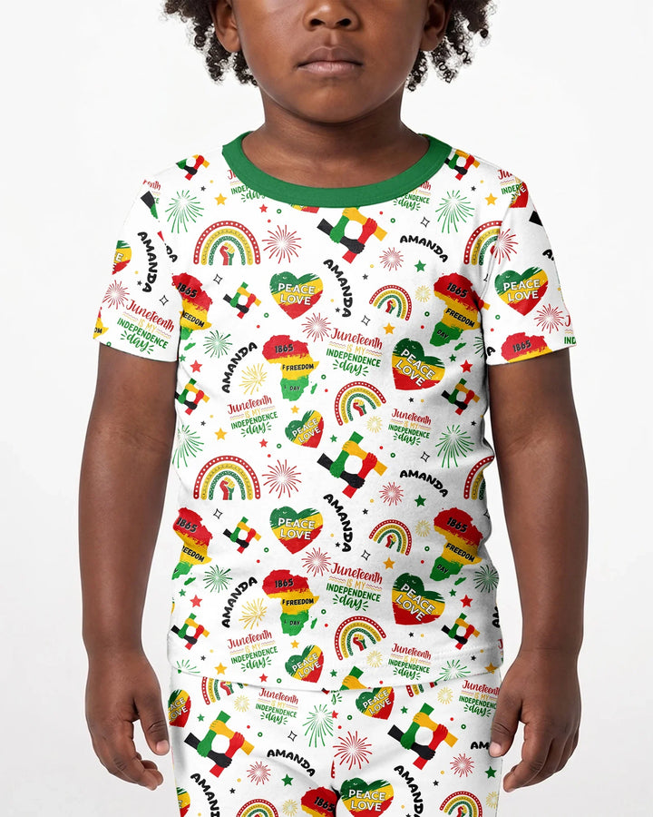 Custom Name Juneteenth Is My Independence Day Bamboo Two Piece Short Sleeve Shorts Pajama Set