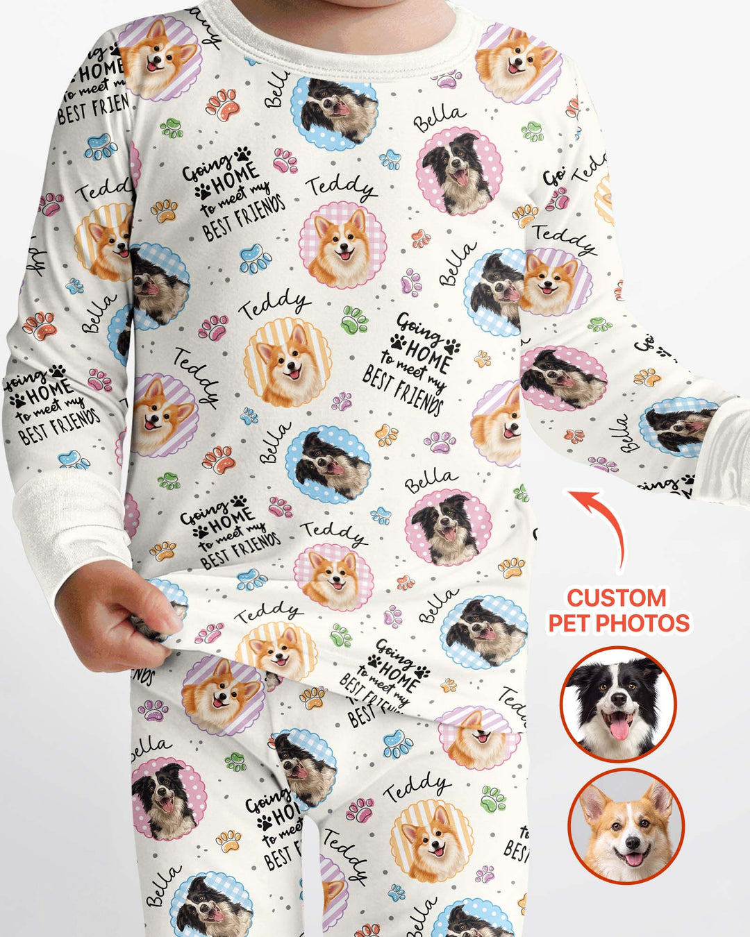 Custom Pet Photo My First Best Friend Bamboo Two Piece Long Sleeve Pajama Set