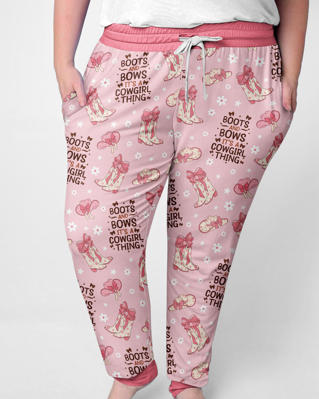 Western Cowgirl Boots And Bows Bamboo Women Pajama Set
