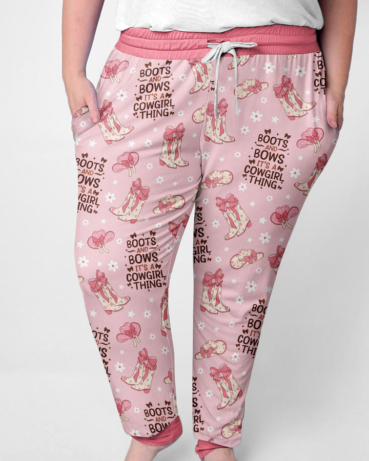 Western Cowgirl Boots And Bows Bamboo Women Pajama Set