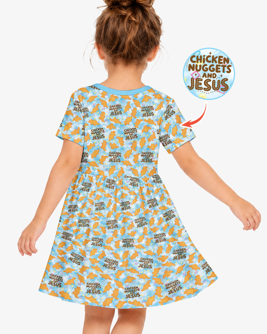Chicken Nuggets and Jesus Family Matching Bamboo Twirl Dress
