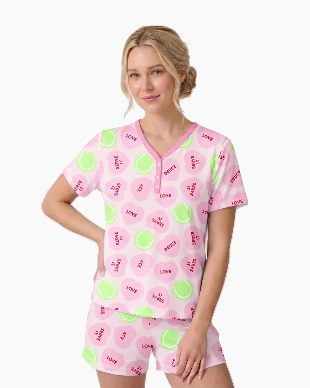 Tennis with Love Bamboo Women Short Sleeve Short Pajama Set