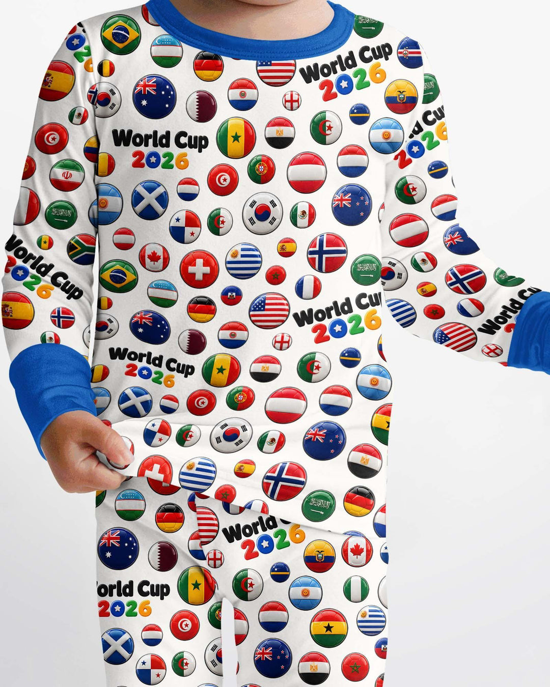 Soccer Cup All Country Balls Bamboo Two Piece Long Sleeve Pajama Set