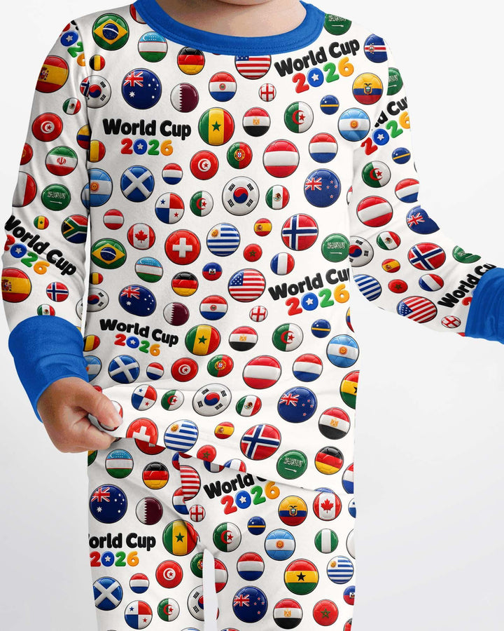 Soccer Cup All Country Balls Bamboo Two Piece Long Sleeve Pajama Set
