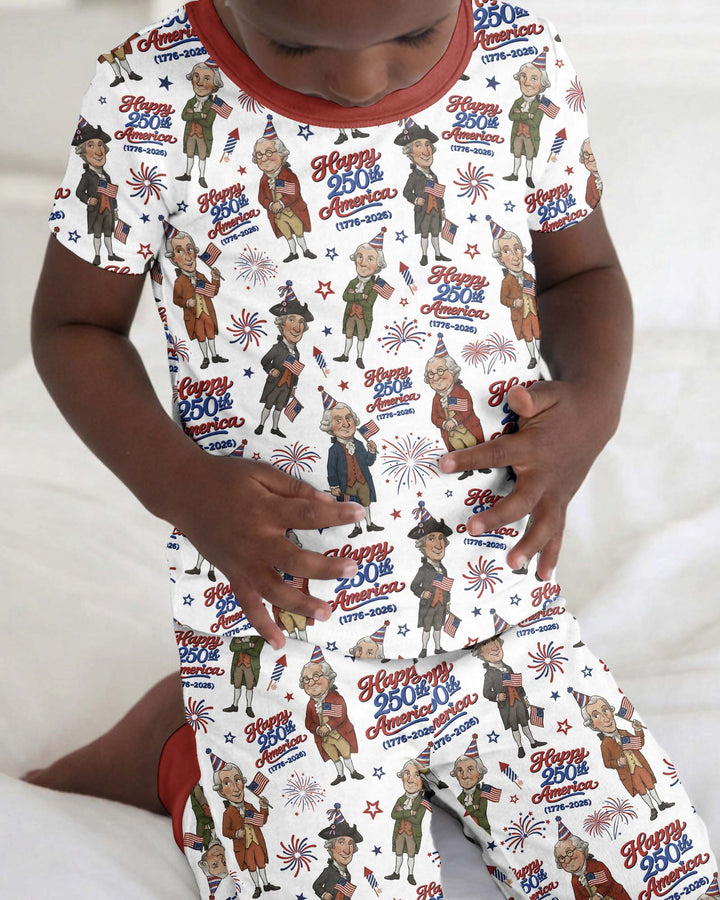 Party Like It's 1776 Family Matching Bamboo Two Piece Short Sleeve Pajama Set