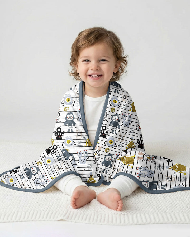 Playful Monster Friends Bamboo Blanket