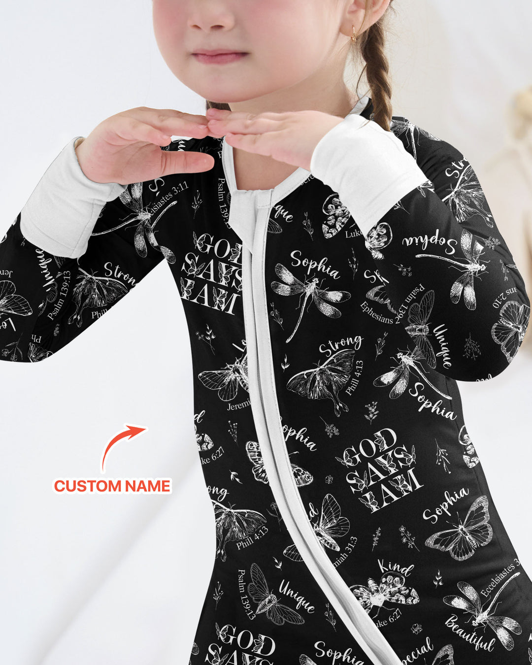 Custom Name God Says I Am Midnight Wings Bamboo Convertible Zippy