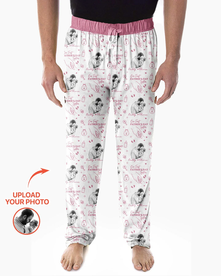 Custom Photo Our First Father's Day Together Bamboo Men's Pajama Set