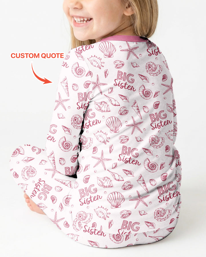 Coquette Seashell Matching Sibling Bamboo Two Piece Long Sleeve Pajama Set