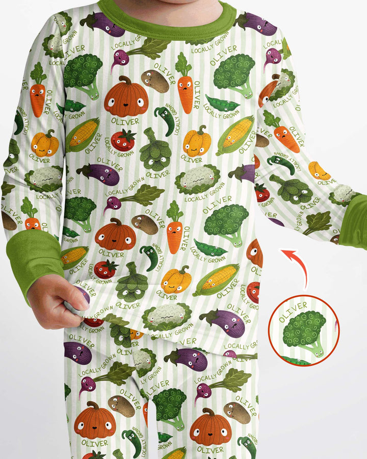 Locally Grown Baby Custom Name Bamboo Two Piece Long Sleeve Pajama Set