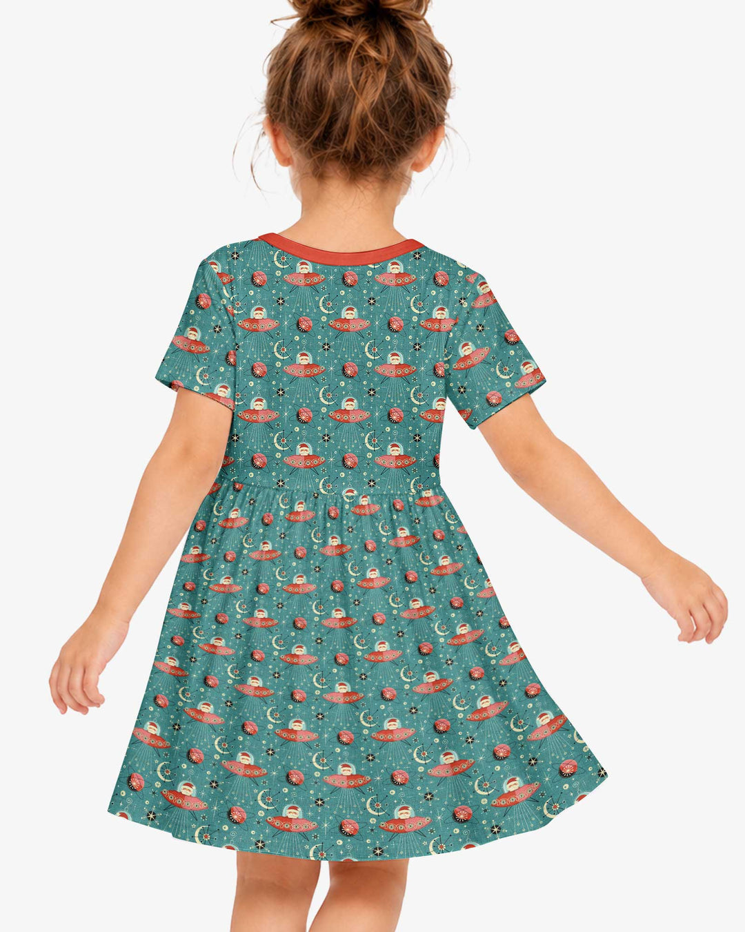 Atomic Santas in Space Bamboo Twirl Dress