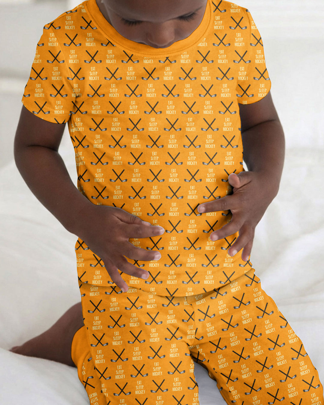 Eat Sleep Hockey Bamboo Two Piece Short Sleeve Pajama Set