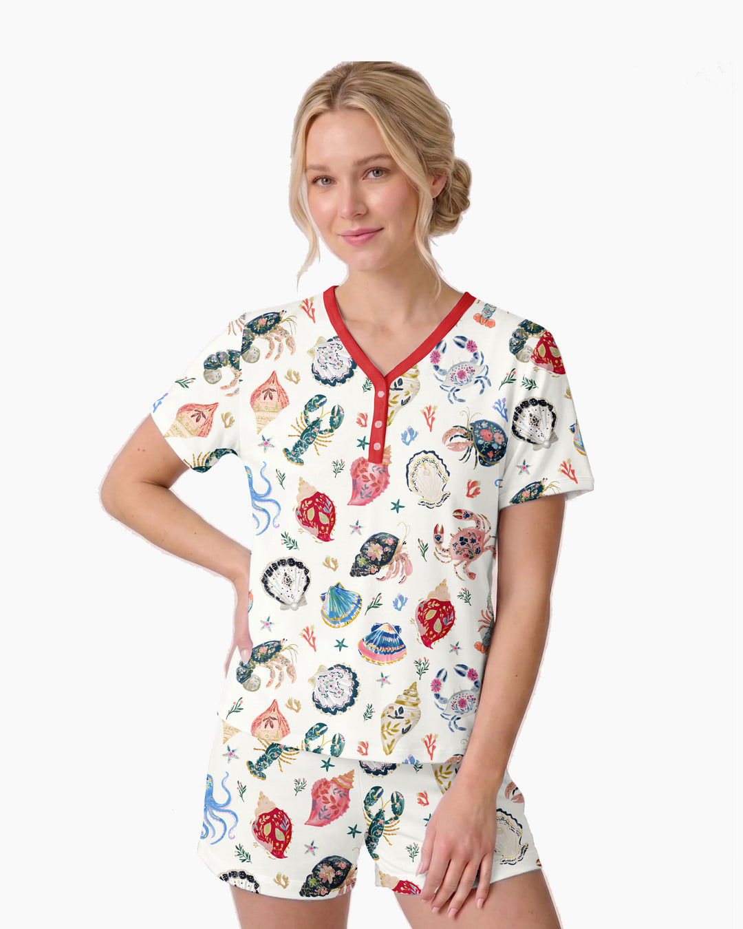 Preppy Coastal Bamboo Women Short Sleeve Short Pajama Set