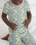 Pastel Floral Girl Bamboo Two Piece Short Sleeve Pajama Set