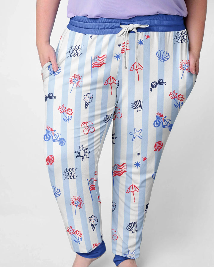 Rot, Weiß & Beachy Familie passender Pyjama-Set aus Bambus für Damen