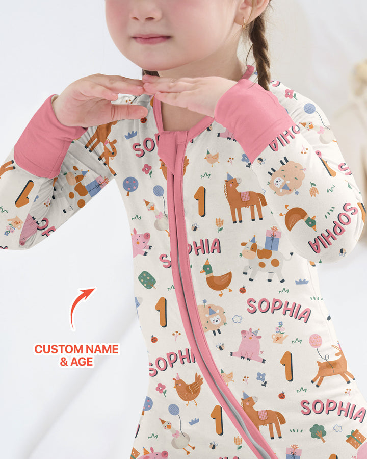 Personalized Farm Animals Birthday Bamboo Convertible Zippy