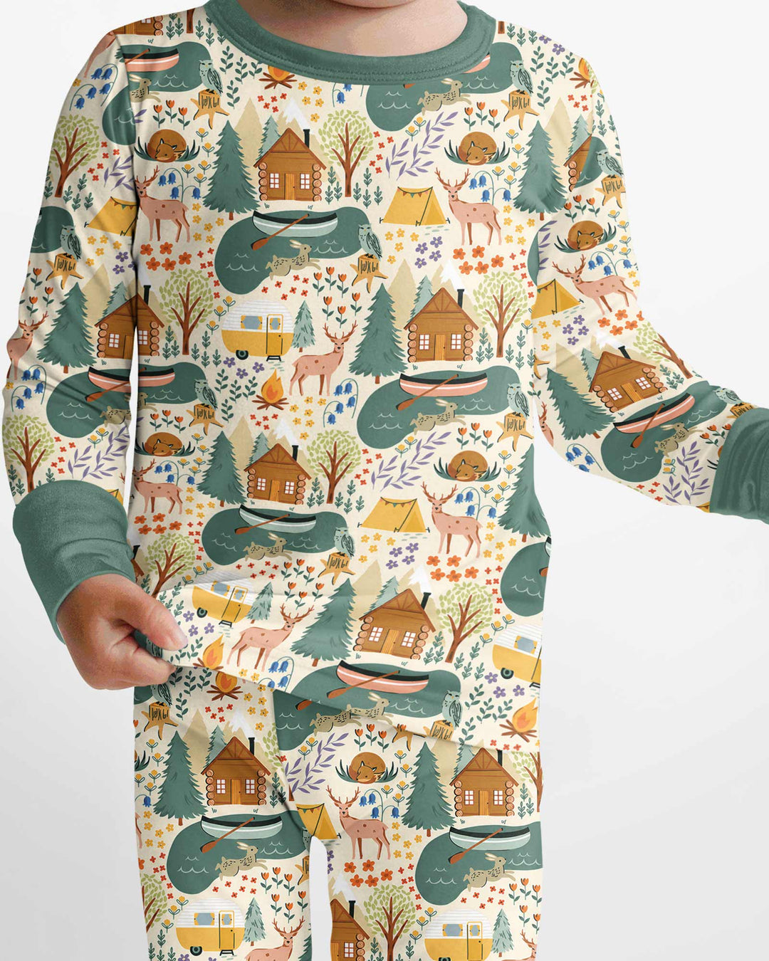 Lake View Camping Bamboo Two Piece Long Sleeve Pajama Set