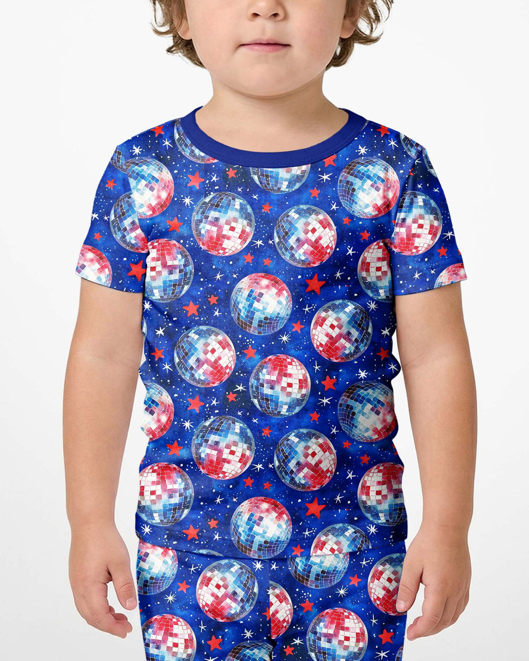 USA Disco Balls Bamboo Two Piece Short Sleeve Shorts Pajama Set