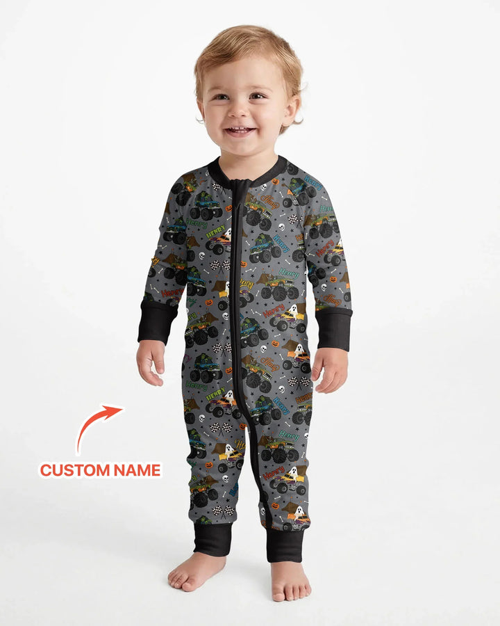 Custom Name Halloween Creepy Crusher Family Matching Bamboo Convertible Zippy