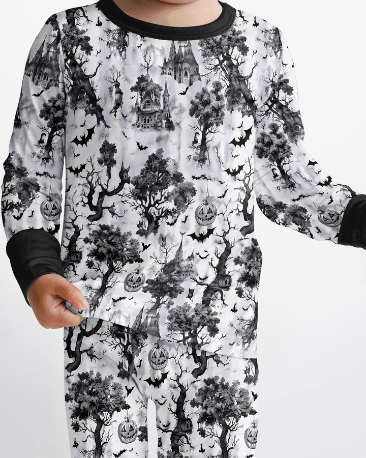 Gothic Halloween Chinoiserie Bamboo Two Piece Long Sleeve Pajama Set