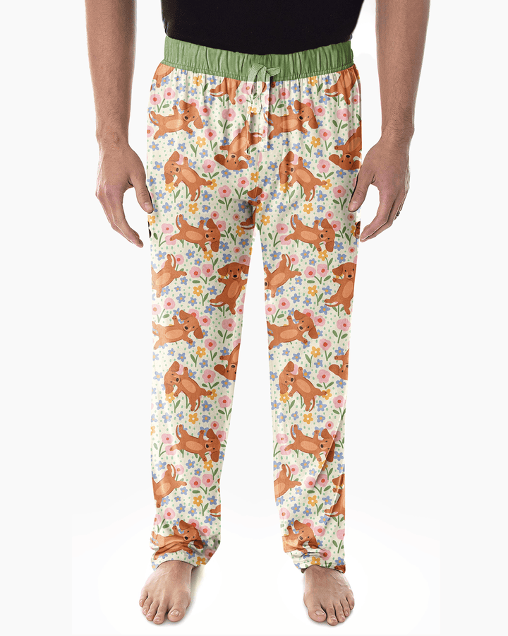 Dachshund Blooms Family Matching Bamboo Men's Pajama Set