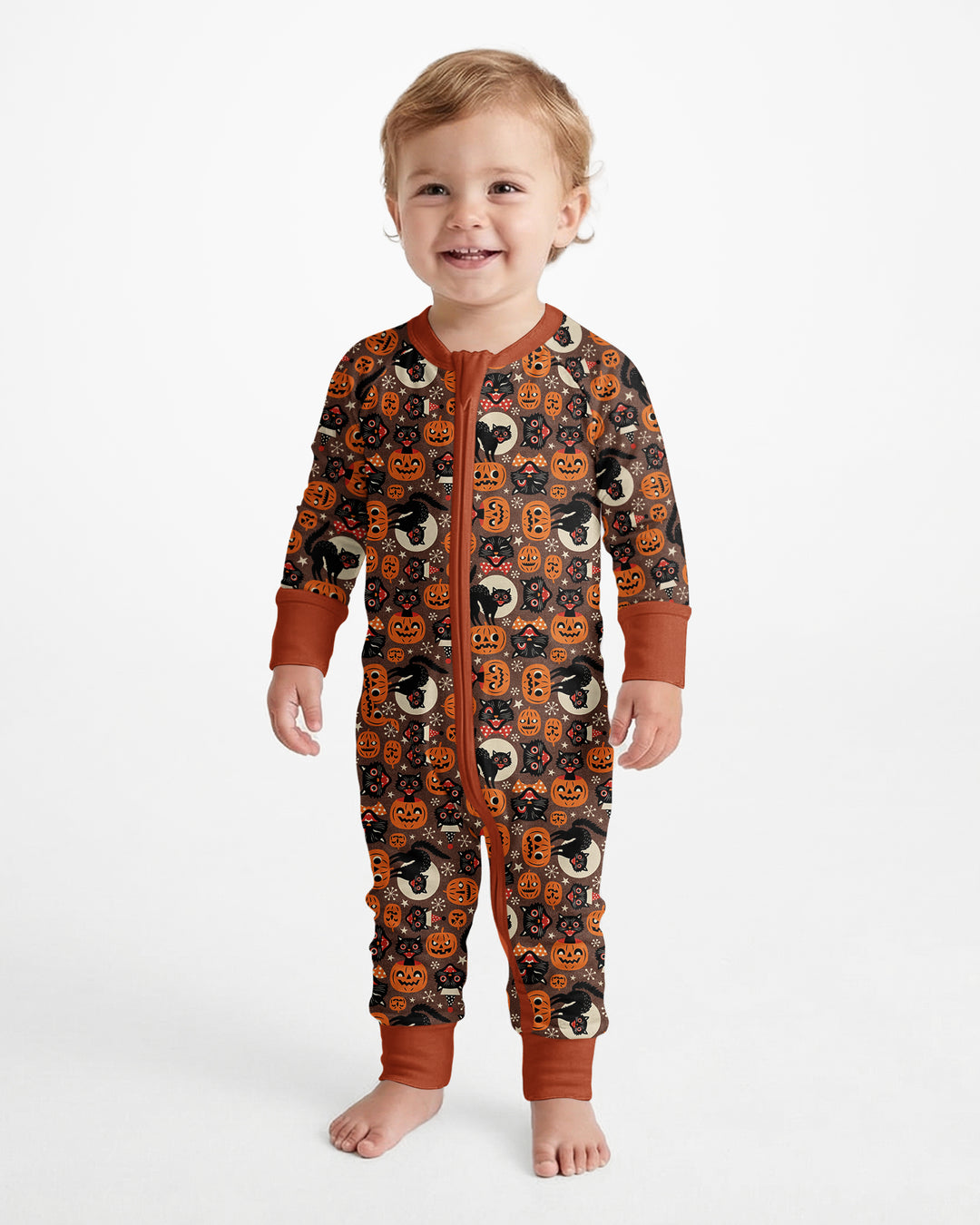 Vintage Halloween Black Cat Pumpkin Bamboo Convertible Zippy