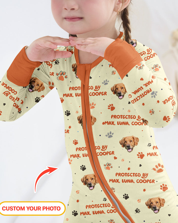 Fotos personalizadas de perros "Protegido por" Pawfect Pink Bamboo Convertible Zippy
