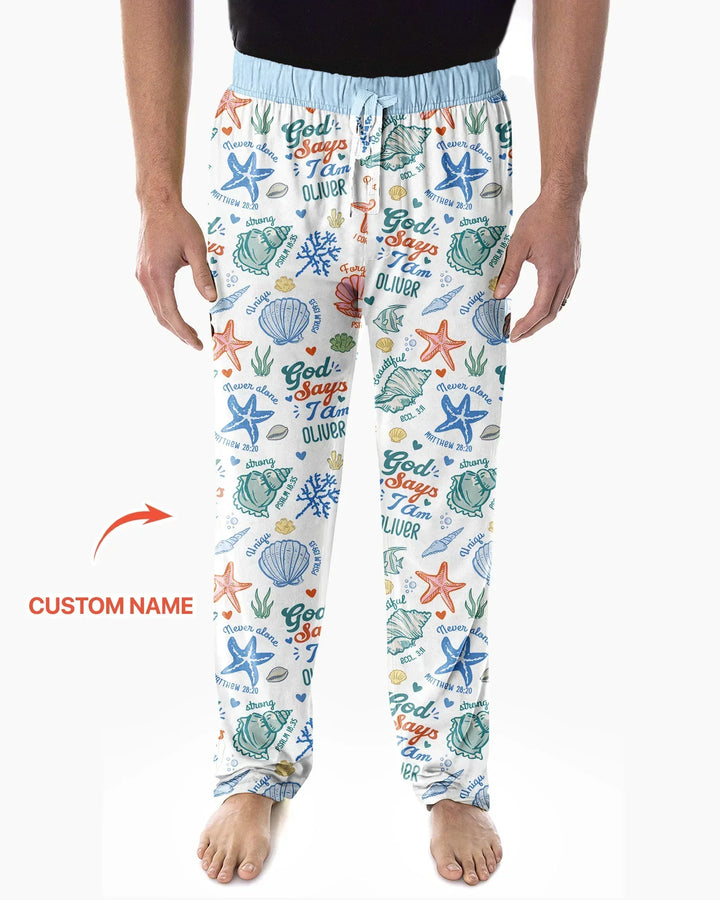 Coastal God Says I Am Custom Name Bamboo Men's Pajama Set