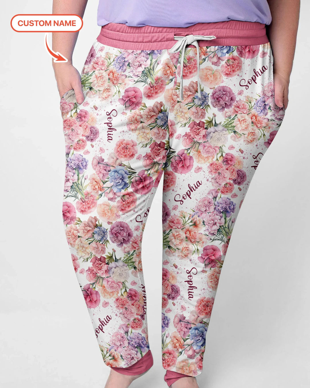 Benutzerdefinierter Name Geburtsmonatsblumen Bambus Damen Schlafanzug-Set