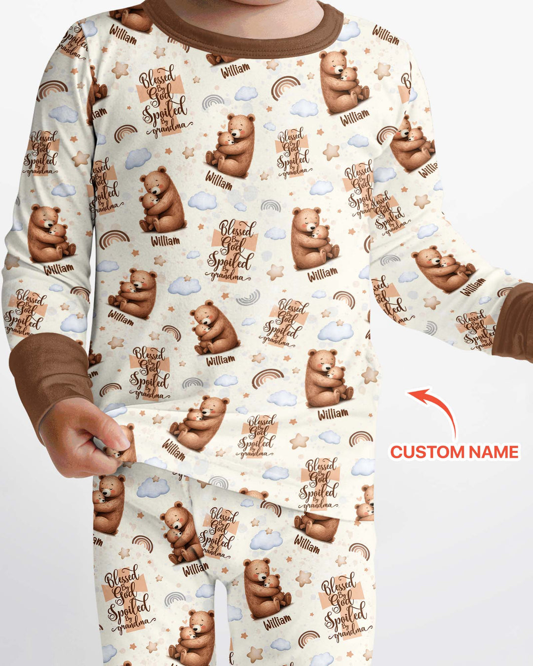 Conjunto de pijama de dos piezas de bambú con mangas largas, plantilla PERSONALIZADA