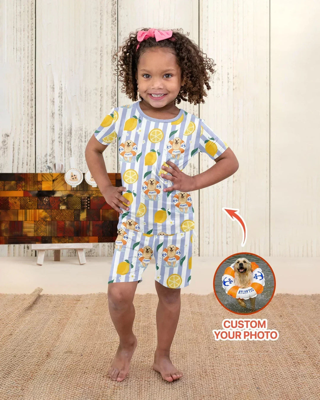 Zweiteiliges Pyjama-Set mit kurzen Ärmeln und Shorts im Sommer-Design