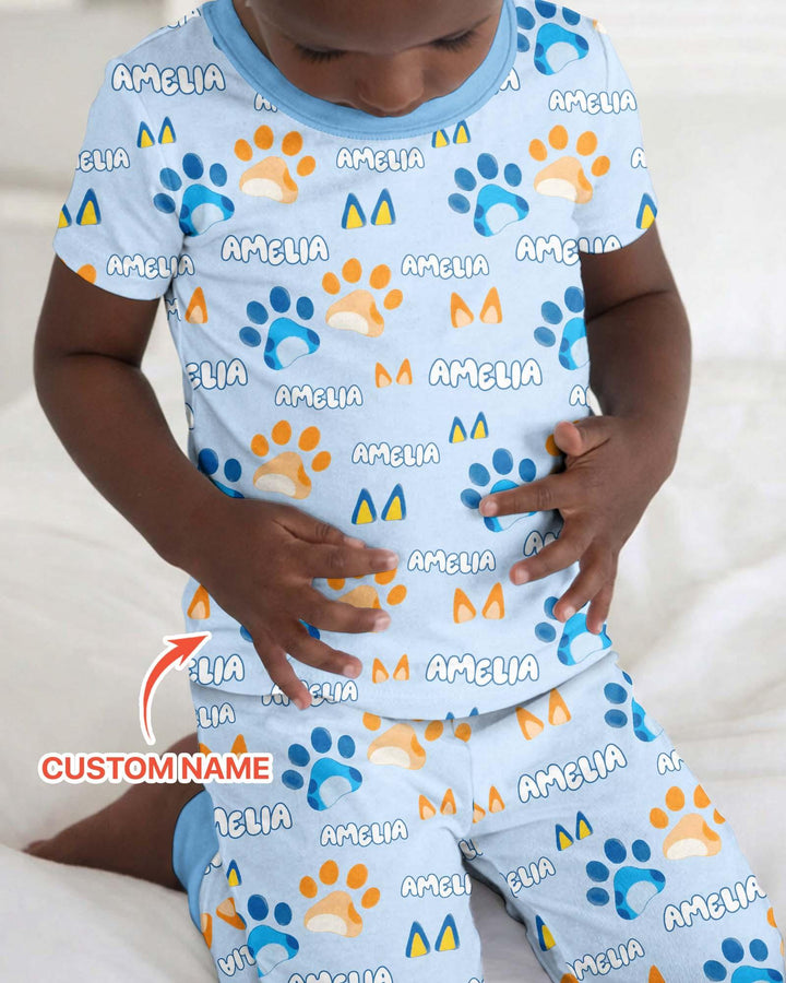 Conjunto de pijama de dos piezas de bambú de manga corta, plantilla personalizada