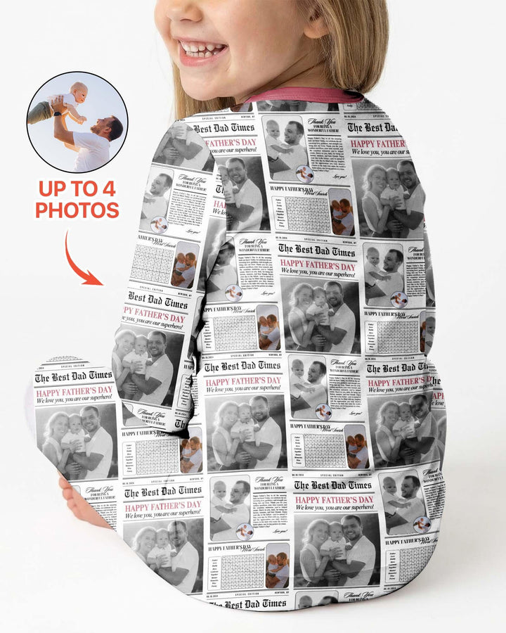 Custom Photo The Best Dad Times Bamboo Two Piece Long Sleeve Pajama Set