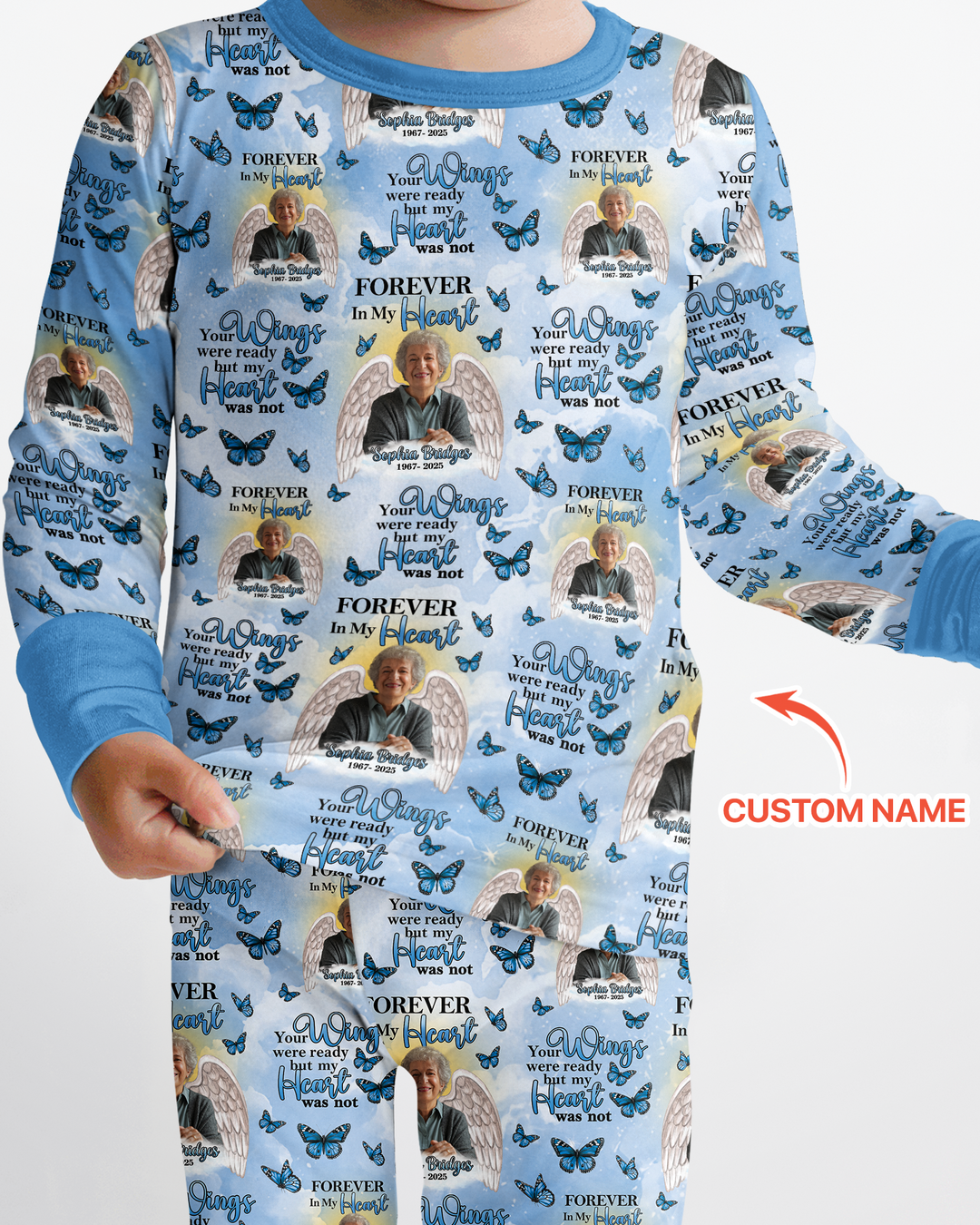 Custom Photo Forever In My Heart Family Matching Bamboo Two Piece Long Sleeve Pajama Set