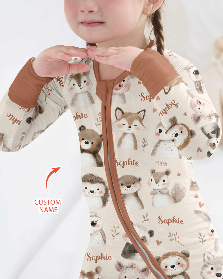 Custom Name Watercolor Woodland Bamboo Convertible Zippy