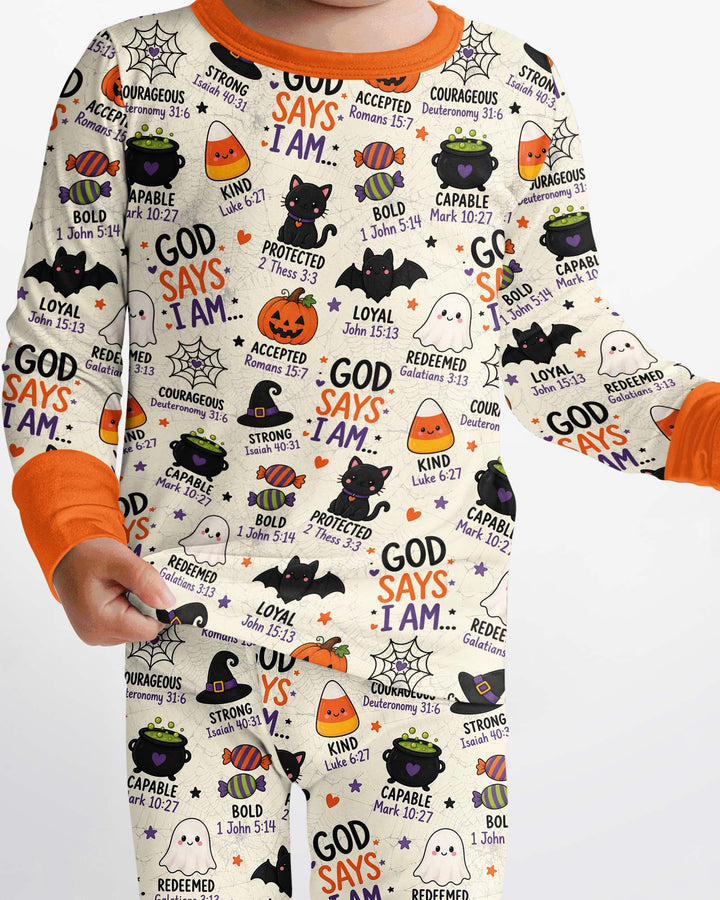 Halloween God Says I Am Bamboo Two Piece Long Sleeve Pajama Set