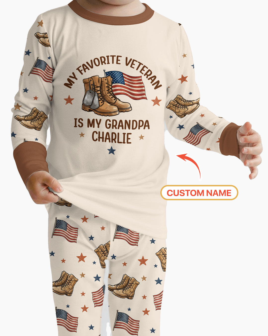 My Favorite Veteran Is My Grandpa Bamboo Two Piece Long Sleeve Pajama Set