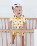 Bees and Flowers Bamboo Shorty Zippered Romper
