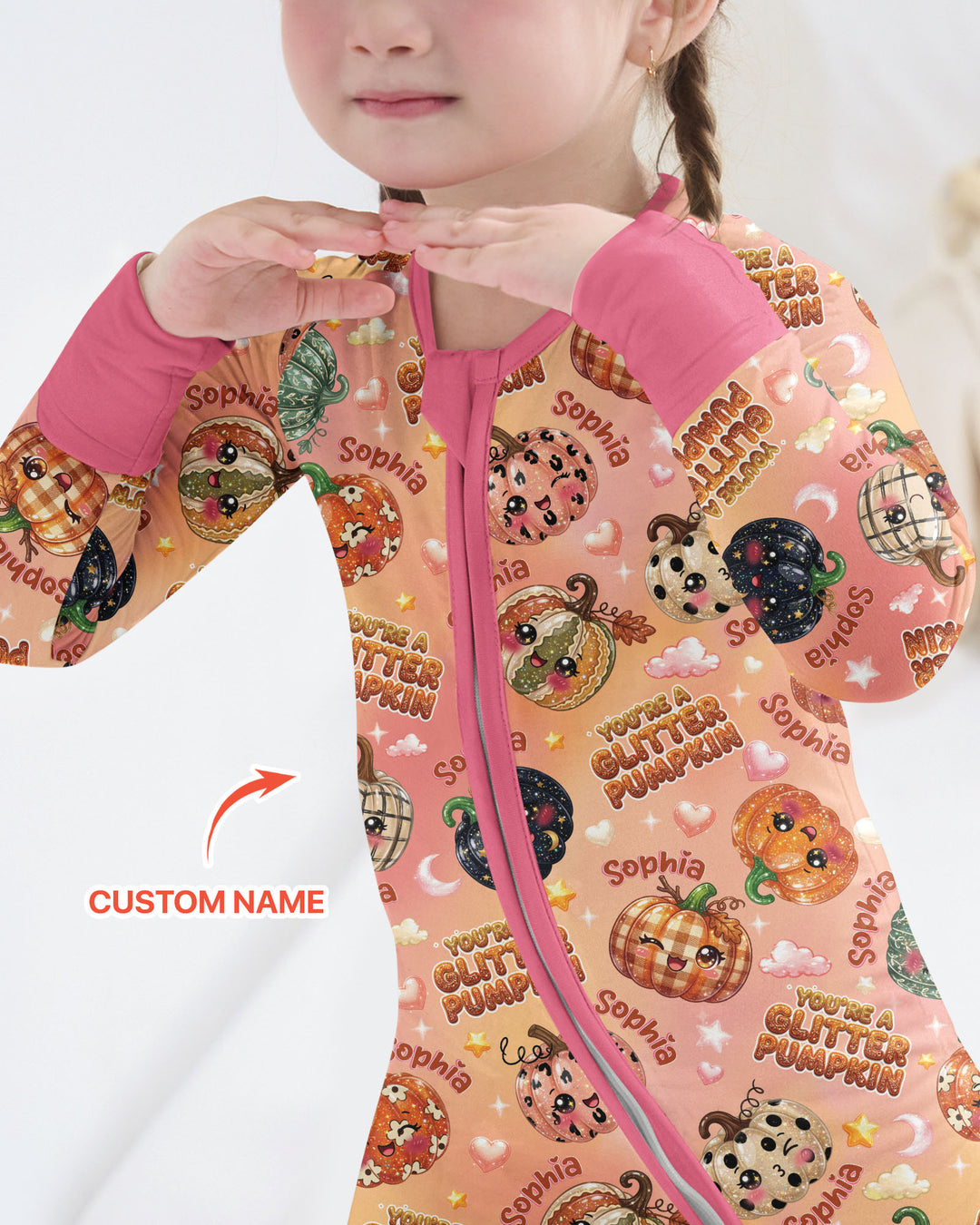 Custom Name You're A Glitter Pumpkin Bamboo Convertible Zippy