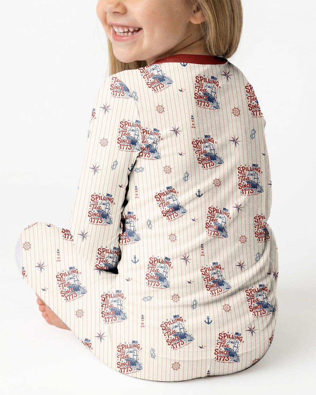 Spilling The Tea Since 1773 Family Matching Bamboo Two Piece Long Sleeve Pajama Set