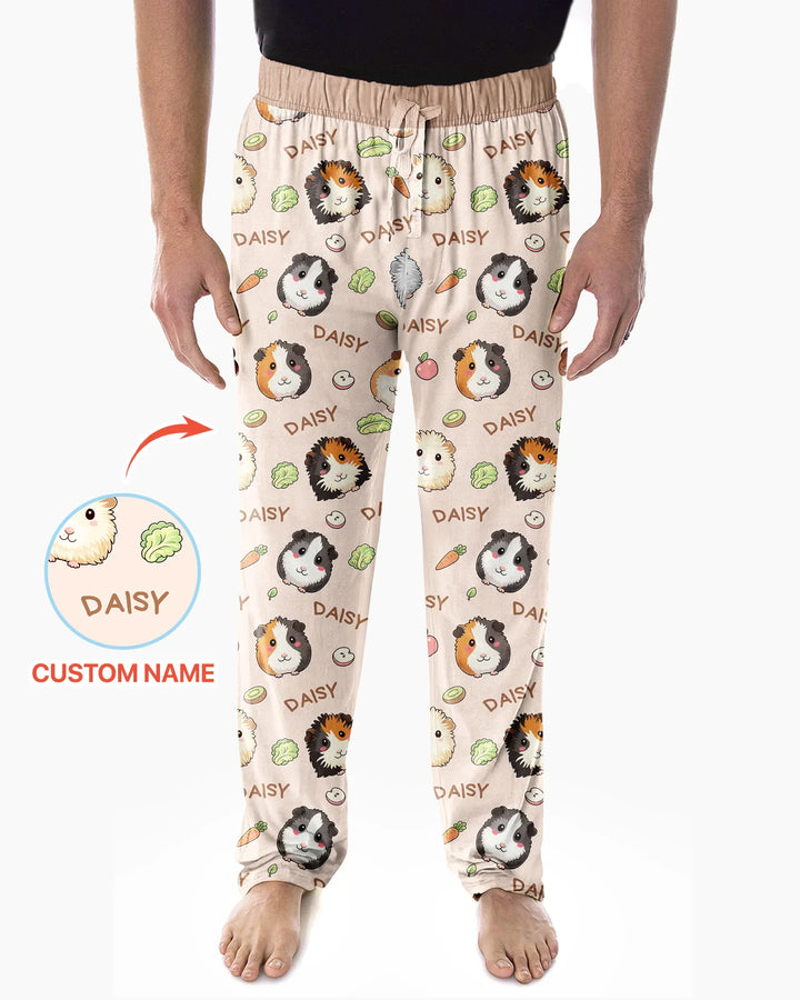 Custom Name Cute Guinea Pigs Bamboo Men's Pajama Set