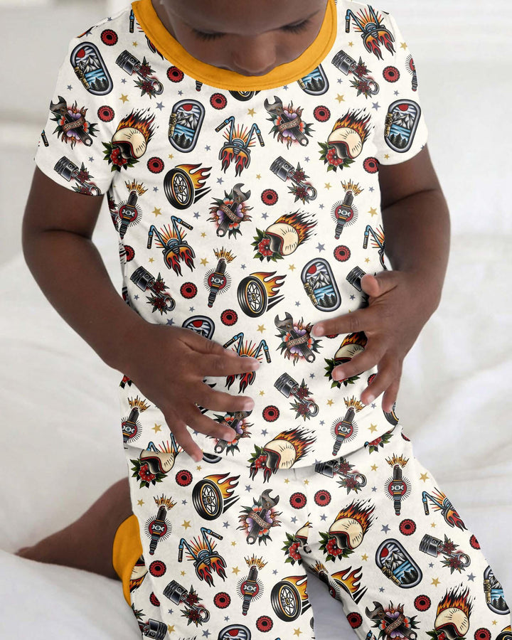 Born to Ride Together Family Matching Bamboo Two Piece Short Sleeve Pajama Set