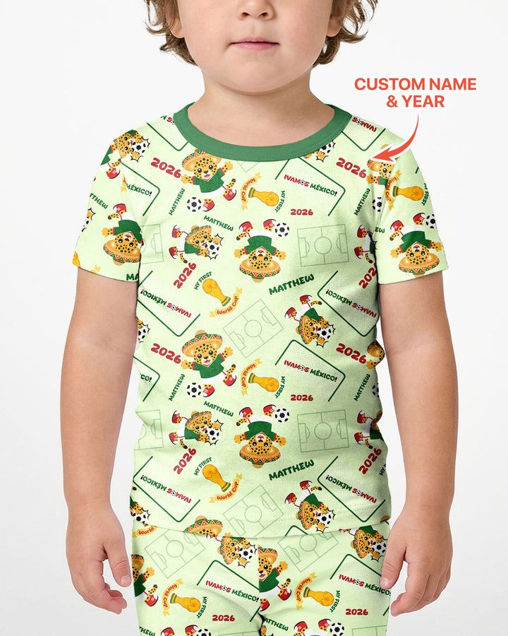 Pijama de bambú de dos piezas de manga corta con pantalón corto, plantilla personalizada