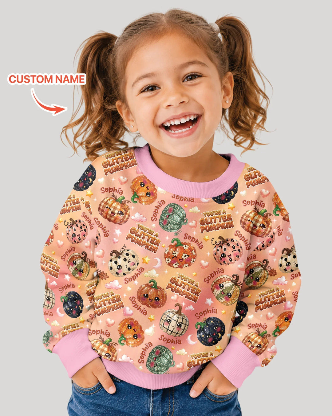 Custom Name You're A Glitter Pumpkin Bamboo Crewneck Sweatshirt