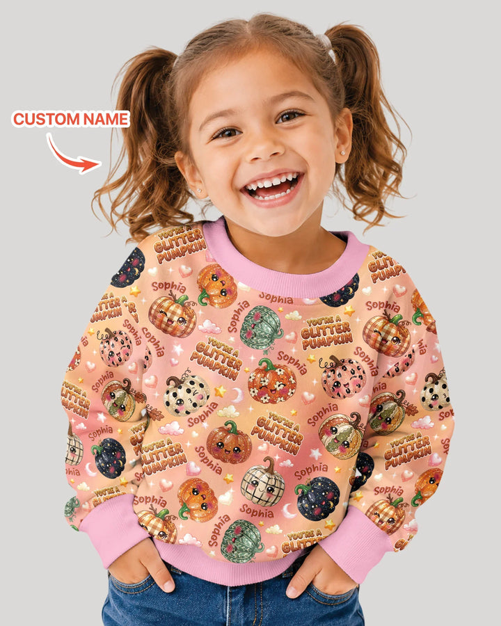 Custom Name You're A Glitter Pumpkin Bamboo Crewneck Sweatshirt
