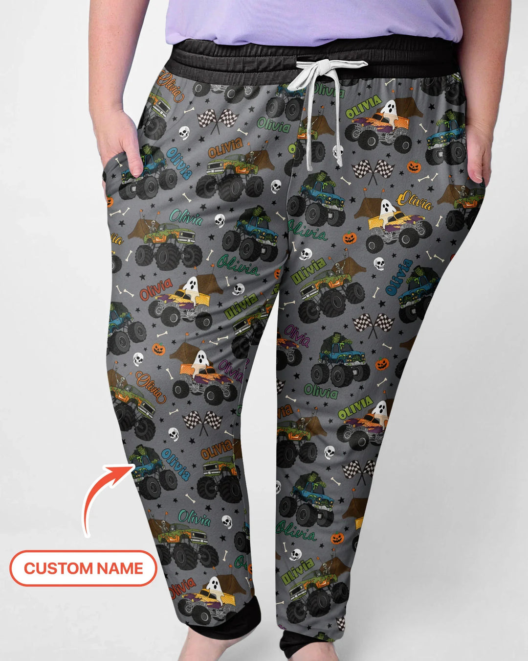 Custom Name Halloween Creepy Crusher Family Matching Bamboo Women Pajama Set
