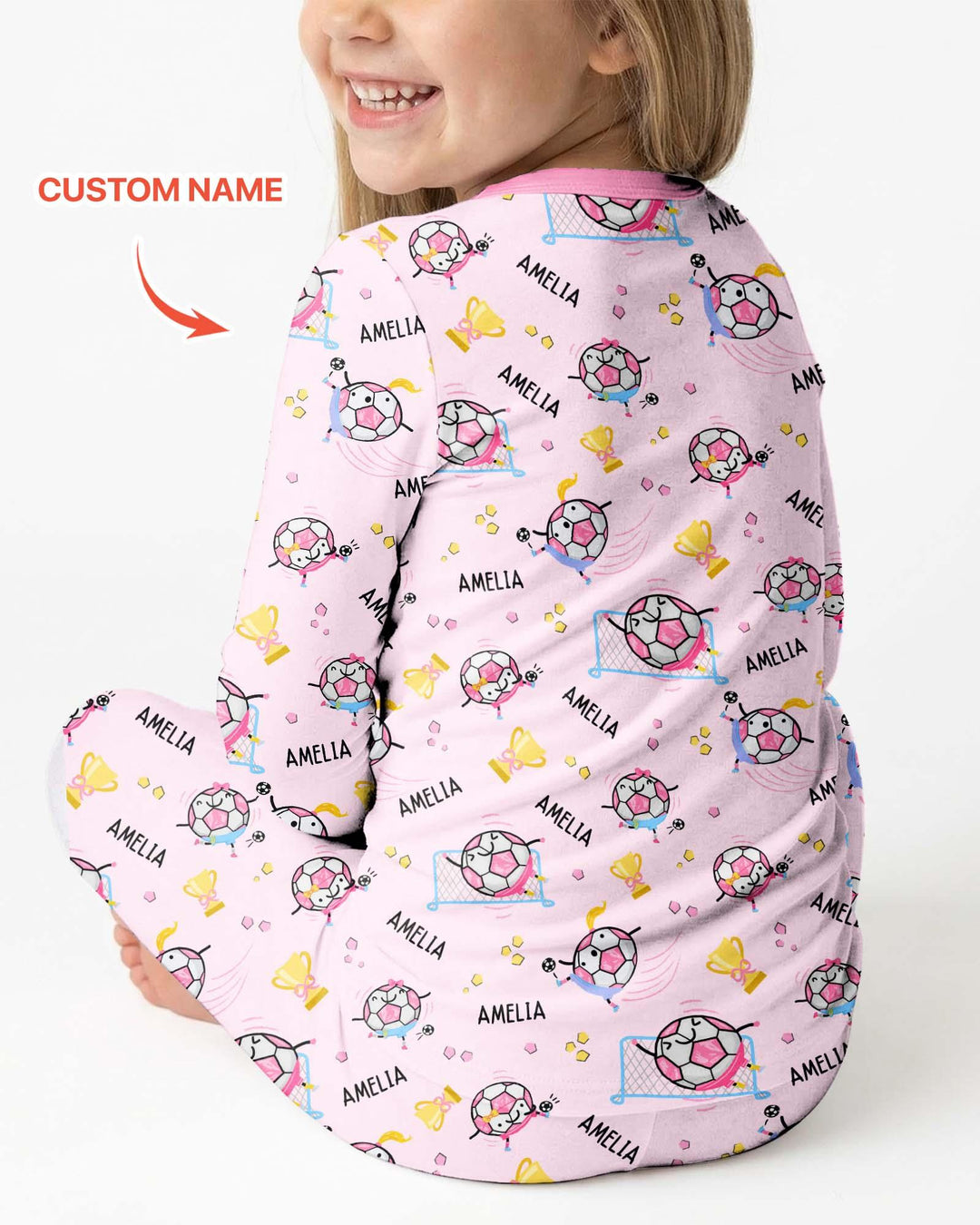 Custom Name Soccer Dad Team Matching Two Piece Long Sleeve Pajama Set