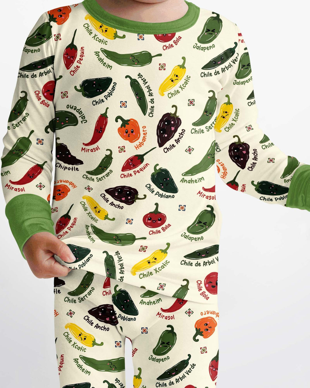 Kawaii  Mexican Chiles Bamboo Two Piece Long Sleeve Pajama Set