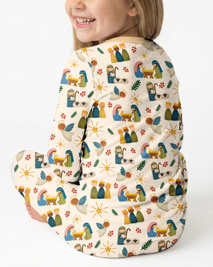 Oh Come, Let Us Adore Him Family Matching Bamboo Two Piece Long Sleeve Pajama Set